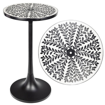 Nysha 25" Modern Bohemian Metal/Resin Inlay Top End Table